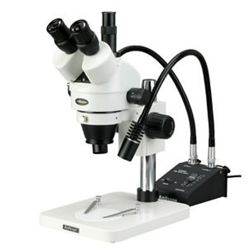 7X-45X Zoom Power Trinocular Inspection Stereo Microscope + Gooseneck LED Lights
