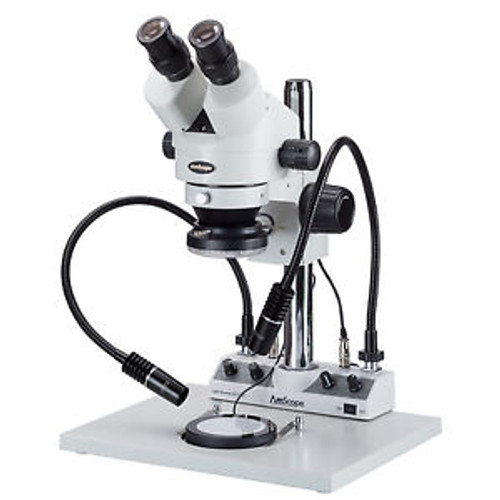 7X-45X Stereo Microscope With Pillar Stand and 4-way Lighting System