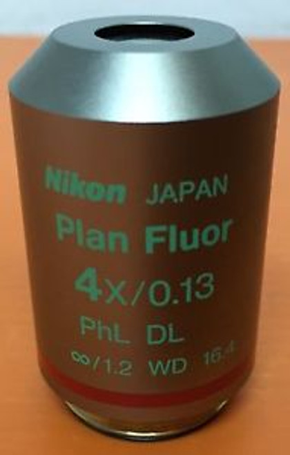 NIKON PLAN FLUOR 4X/0.13 PHL DL WD 16.4 MICROSCOPE OBJECTIVE