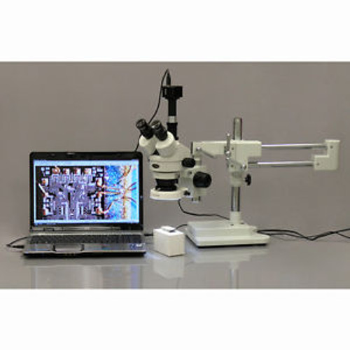 7X-45X Trinocular Stereo Microscope with 80-LED Light + 1.3MP USB Digital Camera