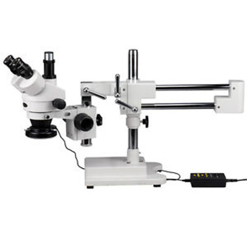 7X-45X Trinocular Stereo Microscope with Variable 144-LED Ring Light