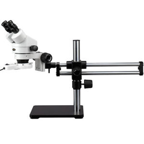 7X-45X Stereo Microscope on Ball Bearing Boom Stand + Fluo Light