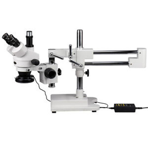 7X-90X Trinocular Stereo Microscope with 4-Zone 144-LED Ring Light