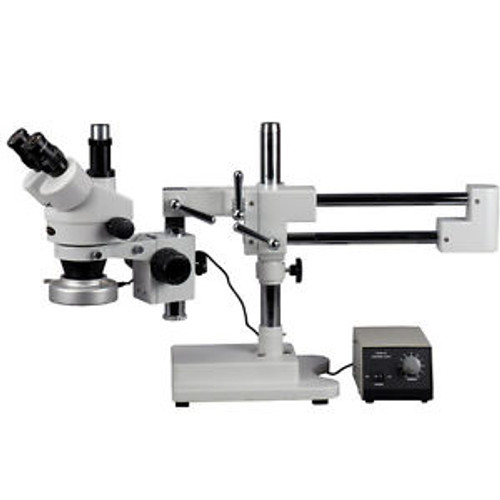 7X-45X Trinocular Zoom Stereo Microscope with Heavy-duty Metal 80-LED Ring Light