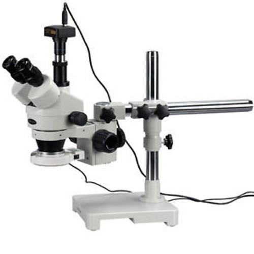 3.5X-90X Trinocular LED Boom Stand Stereo Microscope + 5MP Camera