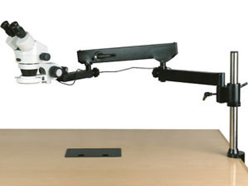 7X-45X Binocular Articulating Arm Pillar Clamp 144-LED Zoom Stereo Microscope
