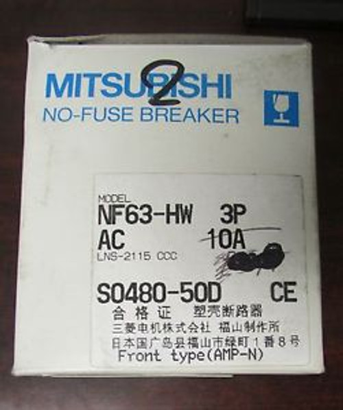 MITSUBISHI S0480 50D No Fuse Breaker 3 Pole 10 Amp NF63 HW 3P 10A