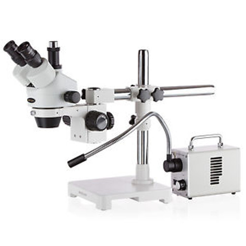 7X-45X Trinocular Stereo Microscope with LED Illuminator and Single Fiber-Optic