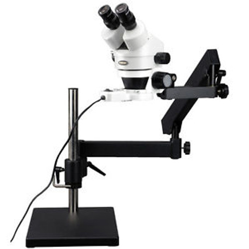 7X-90X Articulating Stand Zoom Microscope with Base Plate + Ring Light