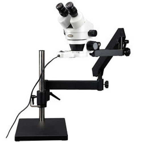 3.5X-45X Articulating Stand Zoom Microscope with Base Plate + Ring Light