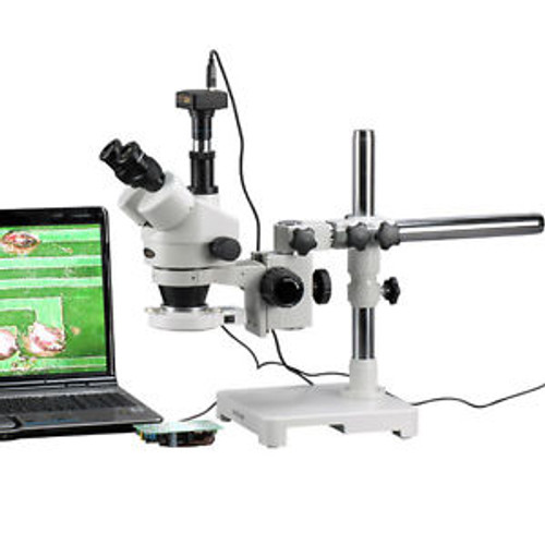 3.5X-180X LED Boom Stand Stereo Zoom Microscope + 5MP Camera