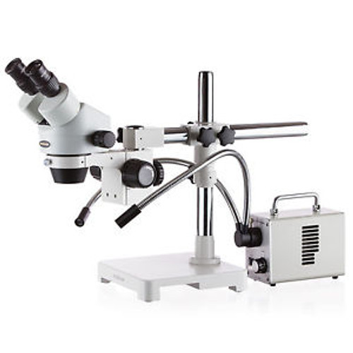 7X-45X Binocular Stereo Microscope with LED Illuminator and Dual Gooseneck Fiber