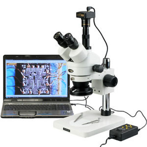 3.5X-90X Zoom Stereo Microscope w 4-Zone 144-LED Light + 10MP Digital USB Camera