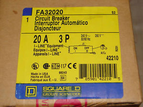 SQUARE D FA32020/FA-32020 CIRCUIT BREAKER 20A NIB