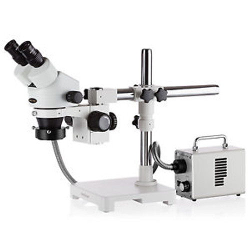 7X-45X Stereo Binocular Microscope with LED Fiber-Optic Ring Light