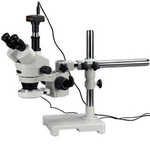 3.5X-90X Trinocular LED Boom Stand Stereo Microscope with 144-LED and 14MP Camer