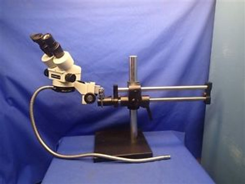 MEIJI EMZ MICROSCOPE w/BOOM STAND & LIGHT RING