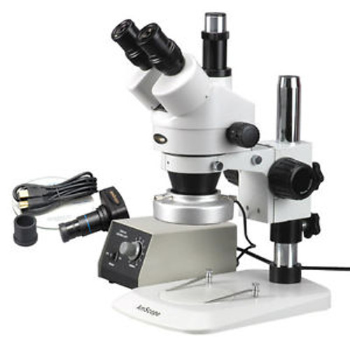 3.5X-90X Stereo Zoom Microscope w Aluminum 80-LED Light + 8MP Camera