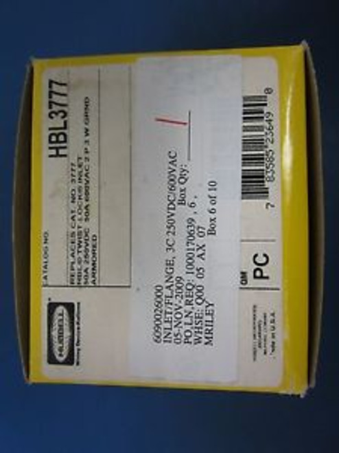 HBL3777  Hubbell  FlanGEd Inlet Twist-Lock 50A. Volts 250V DC/600V