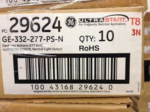 12 GE 332-277-PS-N 29624 277V ULTRASTART T8 3N ELECTRONIC BALLAST