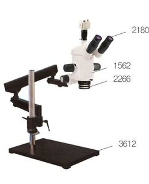 SM Precision Stereo Zoom Trinocular Microscope on Flexible Arm Stand