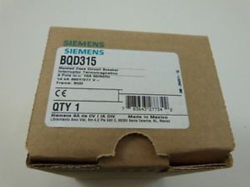 SIEMENS Circuit Breaker BQD315 BQD 315 3P 15A 480V New In Box W 1 year warranty