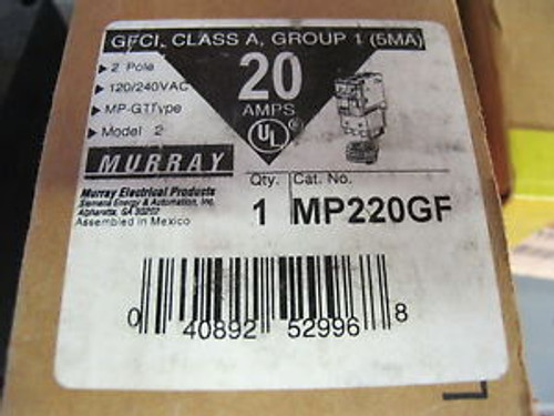 Murray MP220GF 20 Amp 2 Pole GFCI Circuit Breaker