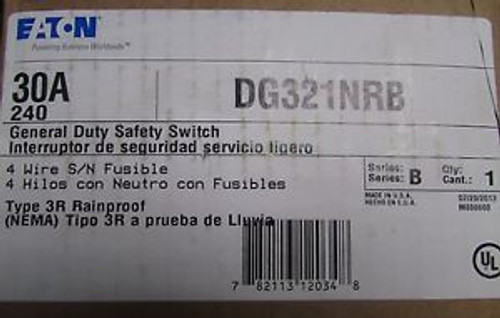 Eaton Cutler Hammer General Duty Safety Switch Dg3221Nrb 30 Amp 3 Pole 240 Vac