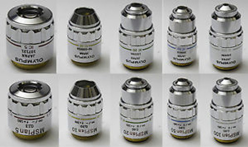 Olympus IC MSplan Microscope Objective Lot  5x 10x 20x 50x 100x ?/- f=180 S Plan