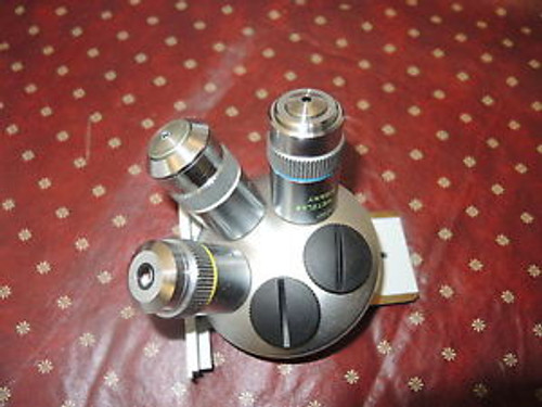 5 postion Microscope Objective Turret WITH 3 OBJECTIVES (NEW)