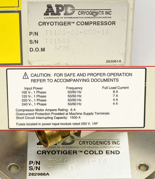 Brooks Cryotiger T1101-01-000-14 Polycold Cryogenic Compressor Apd Igc Used