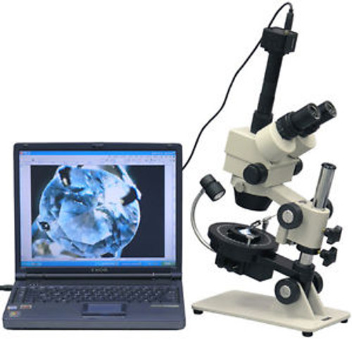 AmScope GM300TZ-M 3.5X-90X Jewel Gem Stereo Zoom Microscope + 1.3MP Camera