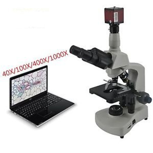 100X-1000X  Professional Biological 5.0MP USB Video Trinocular Microscope Metal