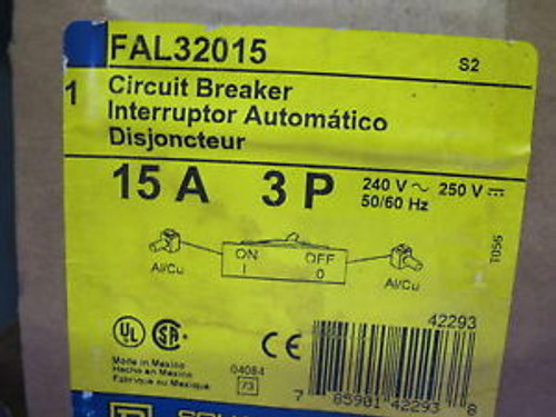 SQD FAL3201515 AMP 3 POLE Circuit Breaker Grey Label New
