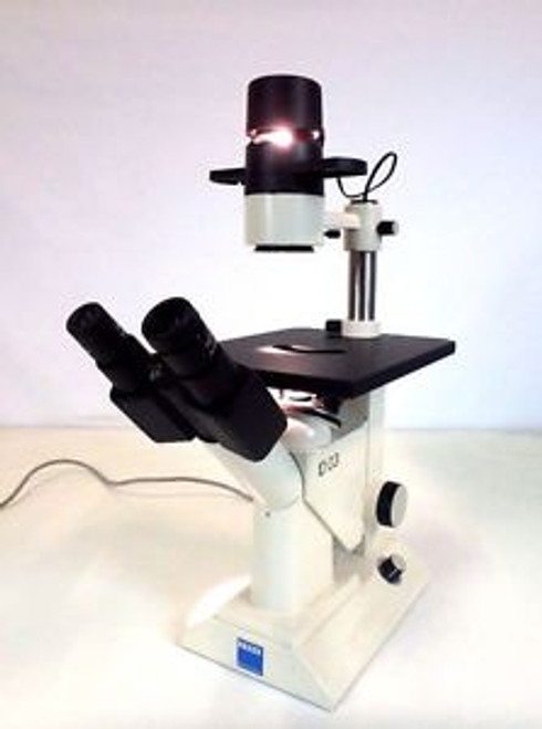 Carl Zeiss Invertoscope Inverted Binocular Microscope ID 03 w/ Objective
