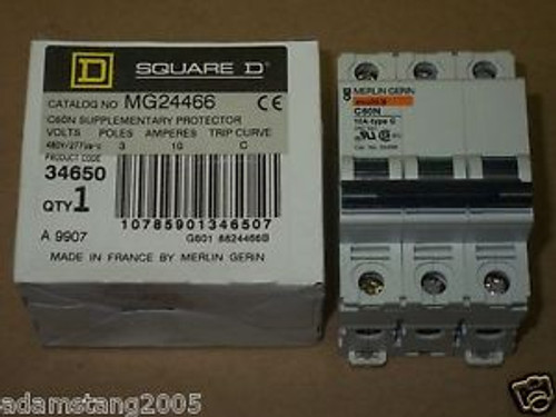 New Square D Merlin Gerin Mg24466 3 Pole 10 Amp 480Y/277V Type C Circuit Breaker
