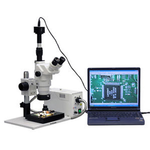 3.35X-180X Zoom Stereo Microscope + 8MP Camera + Fiber Ring Light