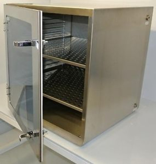 Stainless Steel Desiccator Cabinet, w/ Gas port & 2 perforated shelves, 20x20x22