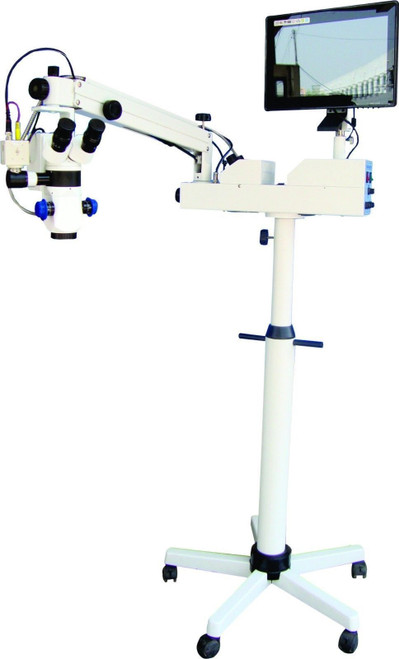 New Style - Portable 5 Step Head Dental Microscope with Video Camera, Monitor