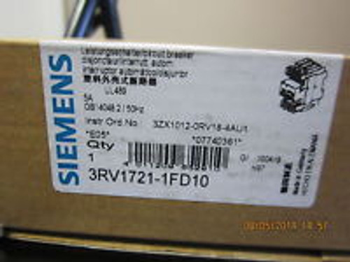 Siemens 3Rv1721-1Fd10 Circuit Breaker Ul 489