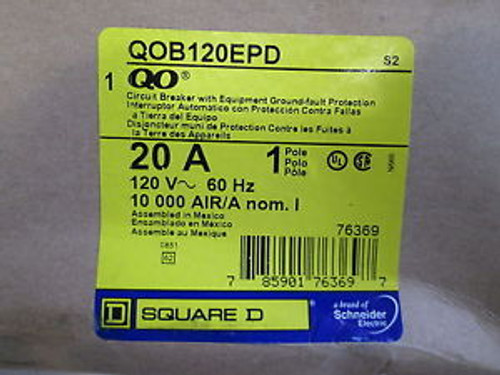 New Square D Qob120Epd Circut Breaker With Equipment Ground Fault Nib