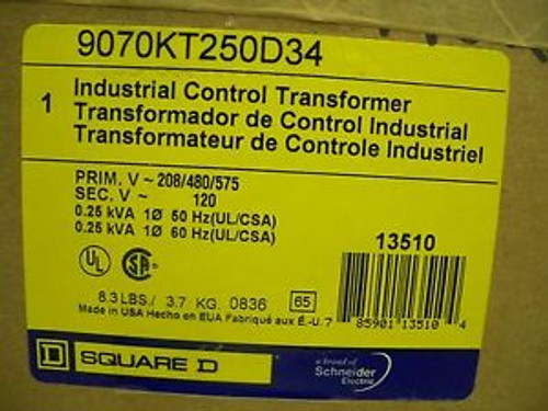 Square D Transformer Cat#9070Kt250D34 0.25Kva Nib