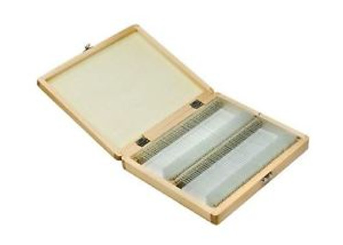 Prepared Microscope Slides 100 Pieces Wooden Box Science Plants Cover Glass