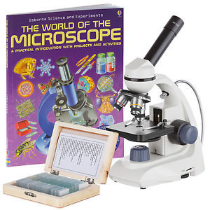 40X-1000X  Dual Led Portable Compound Microscope With 25 Slides & Book