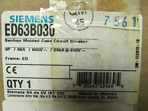 New Siemens Sentron Series 30 Amp 3 Pole Breaker Cat No. Ed63B030 .... Gg-70