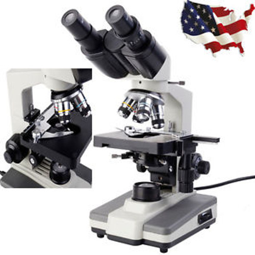 Two-Layer Microscope Led 40X-2500X Lab Binocular Compound W/3D Mechanical 360?
