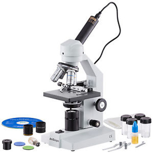 Amscope 40X-2000X Veterinary Compound Microscope + Mechanical Stage + Usb Digita