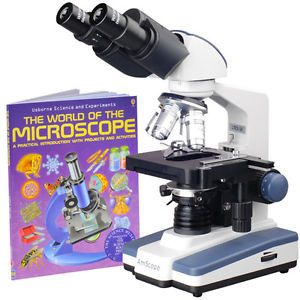Amscope 40X-1600X Led Lab Binocular Compound Microscope With 3D-Stage + Microsco