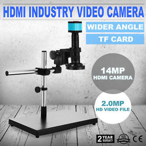 14Mp 1080P Usb Hdmi Hd Industry Video Microscope Set Camera C-Mount Lens + Stand