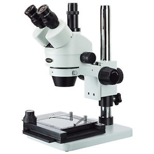 Amscope 3.5X-45X Zoom Trinocular Stereo Microscope With Table Stand + Mechanical